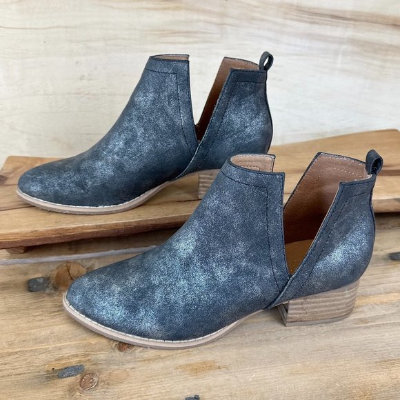 ARider Girl Marbled Finish‎ Side V-Cut Booties Boots Gray 8 - Picture 1 of 11